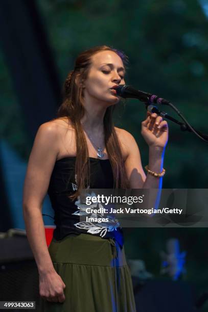 American musician Fiona Apple performs with the band Nickel Creek perform during their 'Farewell Tour' concert at Rumsey Playfield, Central Park, New...