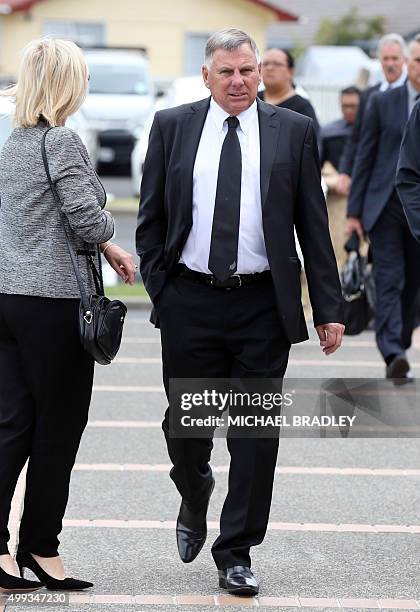 Former New Zealand All Blacks rugby coach John Hart arrives to attend the funeral of All Blacks rugby legend Jonah Lomu at The Church of Jesus Christ...