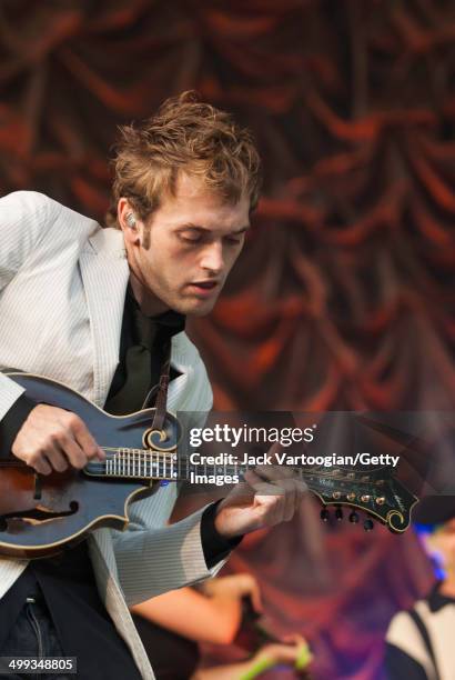 American band Nickel Creek perform during their 'Farewell Tour' concert at Rumsey Playfield, Central Park, New York, New York, August 14, 2007....