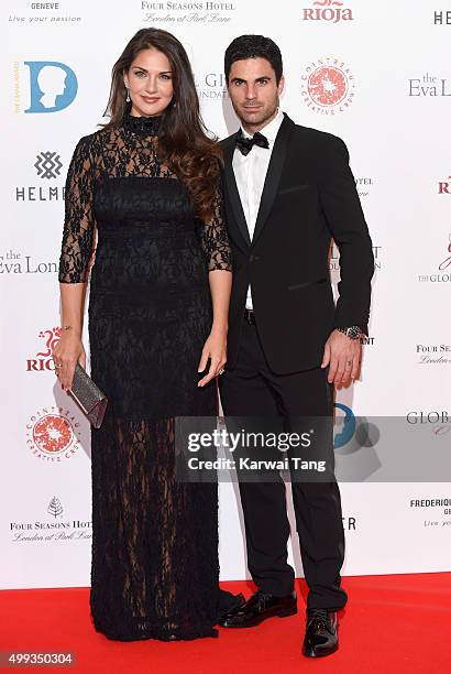 Mikel Arteta and Lorena Bernal attend The Global Gift Gala at Four Seasons Hotel on November 30, 2015 in London, England.