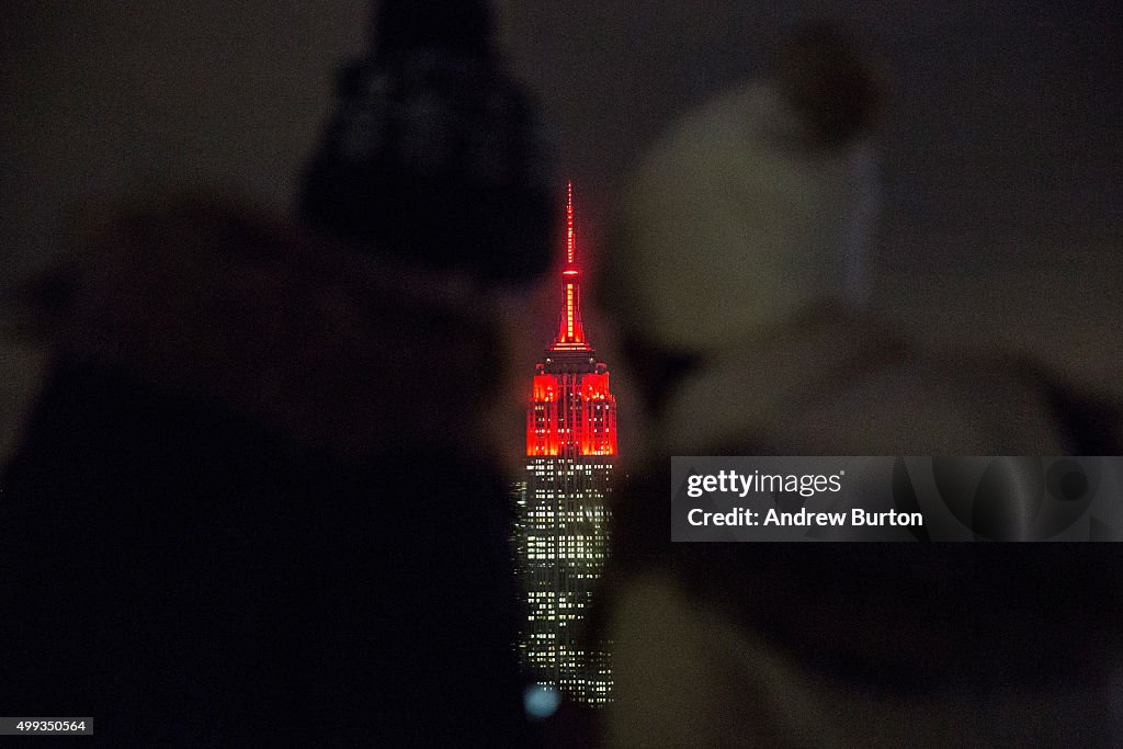 Empire State Building Lights Turn Red In Honor Of World AIDS Day