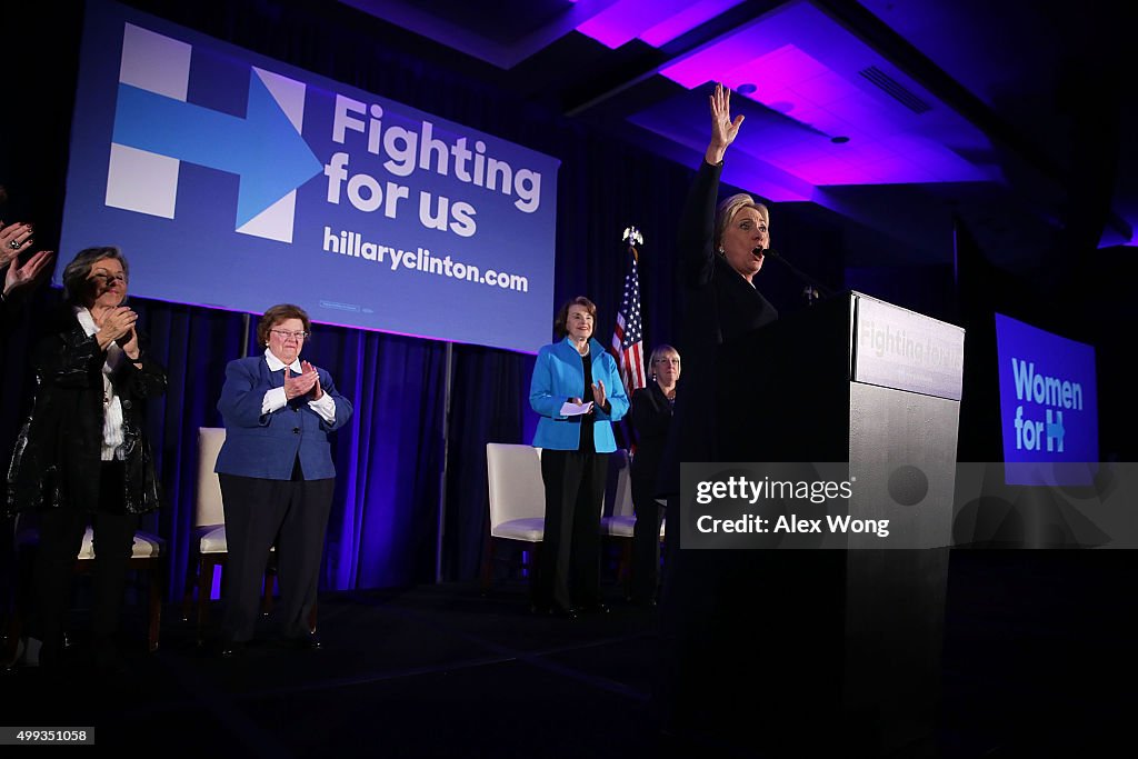 Female Senators Hold A "Women For Hillary" Endorsement Event With The Presidential Candidate