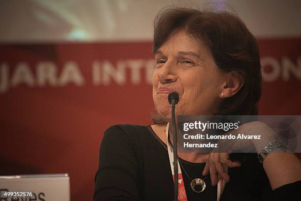 Writer Yolanda Reyes speaks during the Guadalajara International Book Fair 2015 on November 30, 2015 in Guadalajara, Mexico.