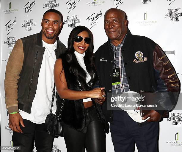 Rashad Jennings, Ashanti and John Amos attend 2015 Giant Night Of Comedy at Gotham Comedy Club on November 30, 2015 in New York City.