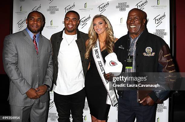 Guest, Rashad Jennings, Jessielyn Palumbo and John Amos attend 2015 Giant Night Of Comedy at Gotham Comedy Club on November 30, 2015 in New York City.
