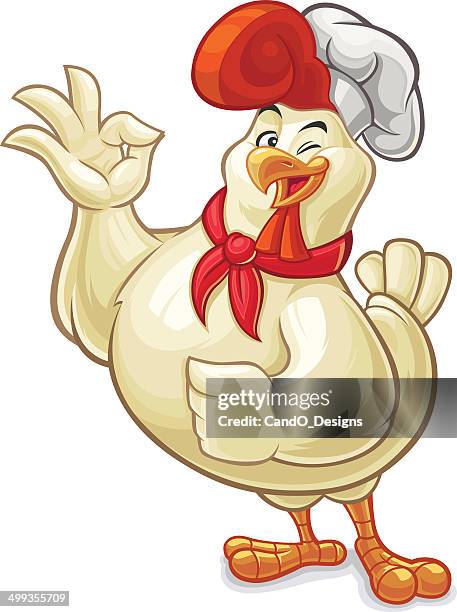 white chicken - chef - bird chefs hat stock illustrations