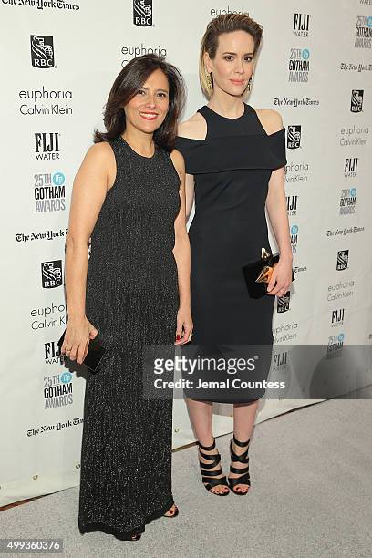 Joana Vicente and Sarah Paulson attend the 25th IFP Gotham Independent Film Awards co-sponsored by FIJI Water on November 30, 2015 in New York City.