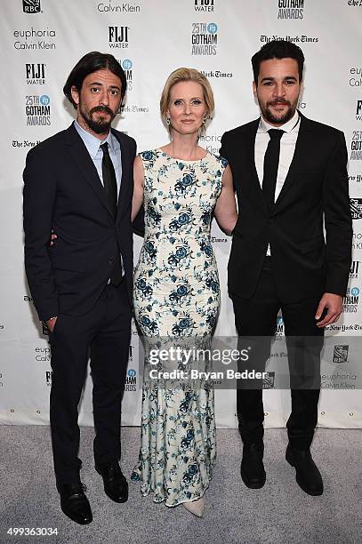 Josh Mond, Cynthia Nixon and Christopher Abbott attend the 25th IFP Gotham Independent Film Awards co-sponsored by FIJI Water at Cipriani, Wall...