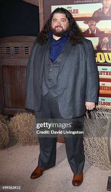 Actor Jorge Garcia attends the Los Angeles premiere of Netflix's "The Ridiculous 6" at AMC Universal City Walk on November 30, 2015 in Universal...