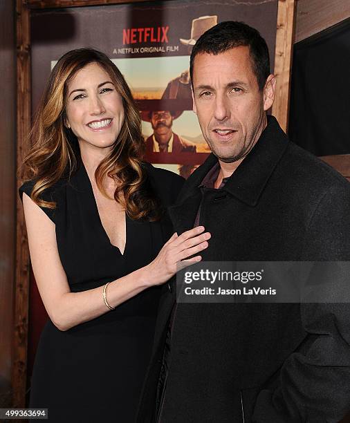 Actor Adam Sandler and wife Jackie Sandler attend the premiere of "The Ridiculous 6" at AMC Universal City Walk on November 30, 2015 in Universal...