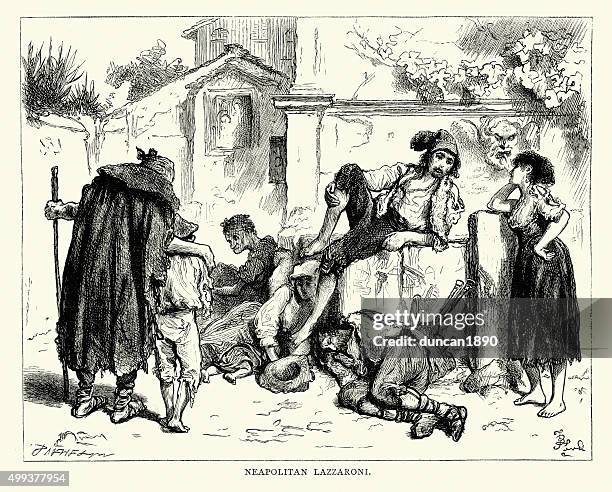 neapolitan lazzaroni - naples stock illustrations