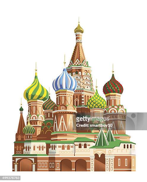 saint basil's cathedral - moscow - kremlin stock illustrations