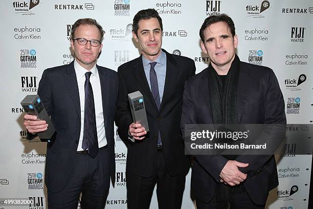 Tom McCarthy, Josh Singer, and Matt Dillon attend the 25th IFP Gotham Independent Film Awards co-sponsored by FIJI Water at Cipriani, Wall Street on...