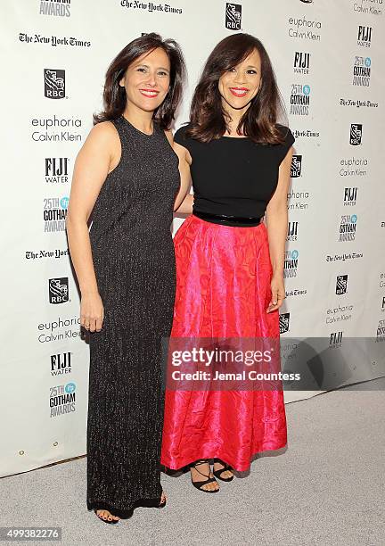Joana Vicente and Rosie Perez attend the 25th IFP Gotham Independent Film Awards co-sponsored by FIJI Water at Cipriani, Wall Street on November 30,...