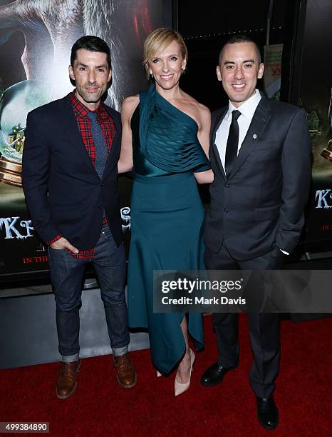 Alex Garcia, Toni Collette and Michael Dougherty attend the screening of Universal Pictures' 'Krampus' held at ArcLight Cinemas on November 30, 2015...