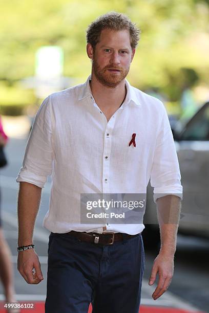 Prince Harry arrives at Kings Park Stadium to join members of The Sharks rugby team on the pitch during a training and skills sessions with coaches...