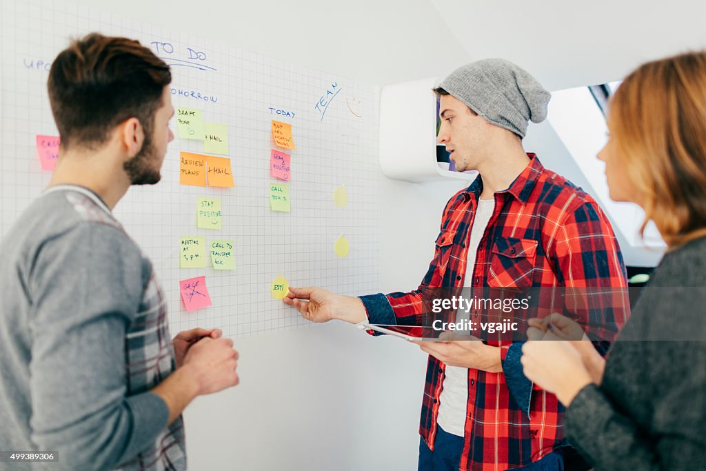 Start-up Team Discussion Near Whiteboard.