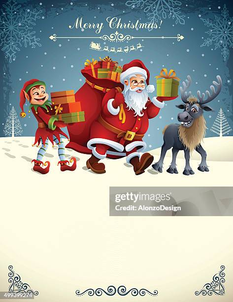 christmas friends - christmas elf stock illustrations