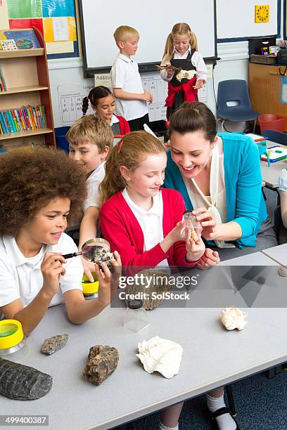 school children in science lesson - geology class stock pictures, royalty-free photos & images