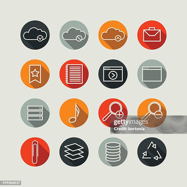 flat superlight interface icon set - server lights stock illustrations