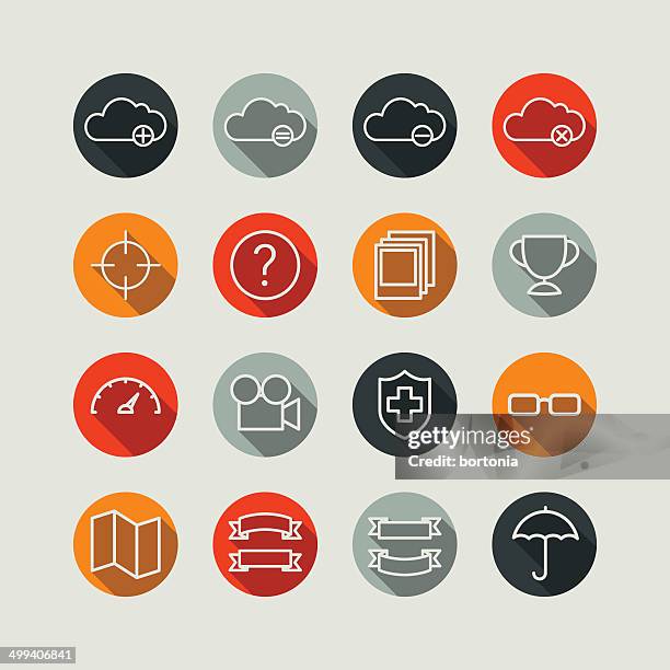 flat superlight interface icon set - grey clouds stock illustrations