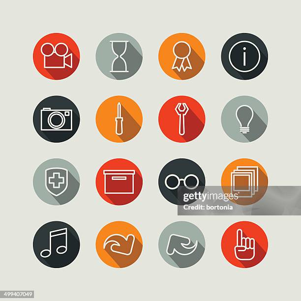 flat superlight interface icon set - person pointing at camera stock illustrations