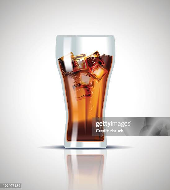 stockillustraties, clipart, cartoons en iconen met cold soda drink with ice cubes - frisdrank