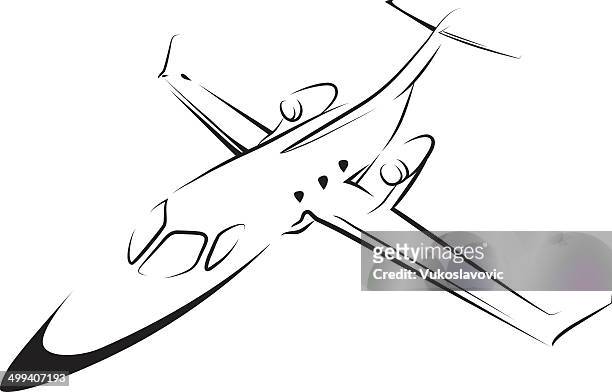 flugzeug line art - private jet stock-grafiken, -clipart, -cartoons und -symbole