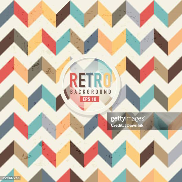 strukturierte und farbenfrohe retro hintergrund mit chevron-muster - quilt stock-grafiken, -clipart, -cartoons und -symbole