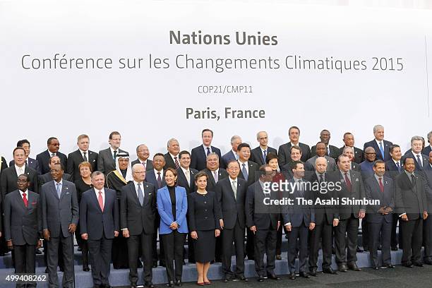 World leaders attend the family photo session of the Cop 21 on November 30, 2015 in Paris, France. World leaders are meeting in Paris for the start...