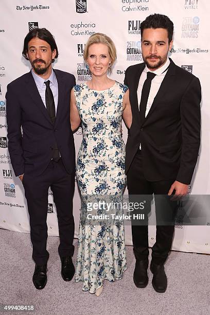 Josh Mond, Cynthia Nixon, and Christopher Abbott attend the 25th Annual Gotham Independent Film Awards at Cipriani Wall Street on November 30, 2015...