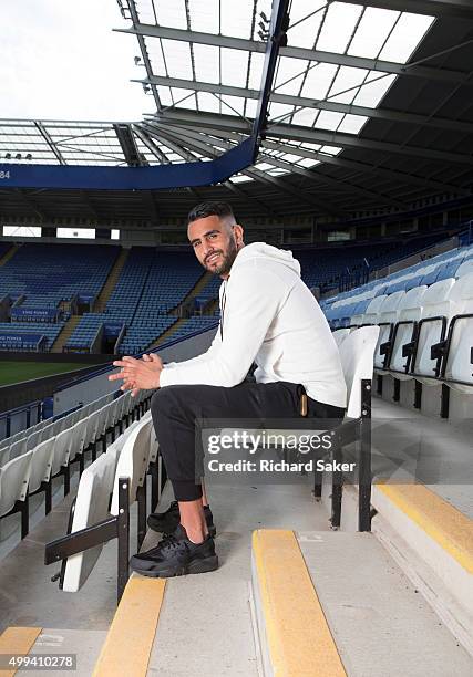 Footballer Riyad Mahrez is photographed for the Observer on September 11, 2015 in Leicester, England.