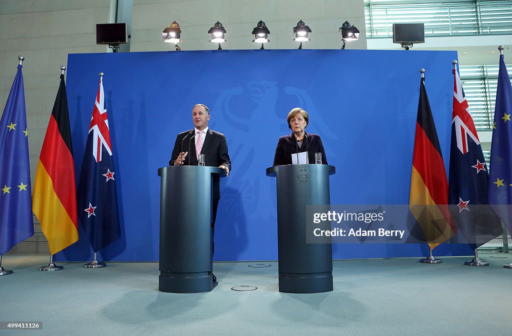 New Zealand Prime Minister Key Meets With Chancellor Merkel