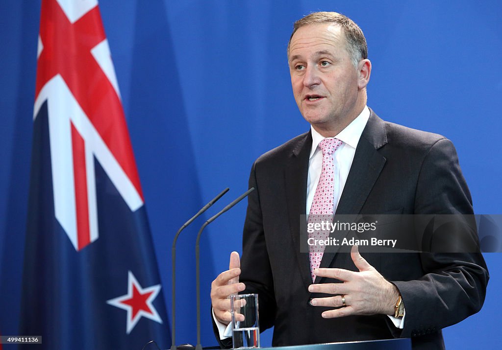 New Zealand Prime Minister Key Meets With Chancellor Merkel