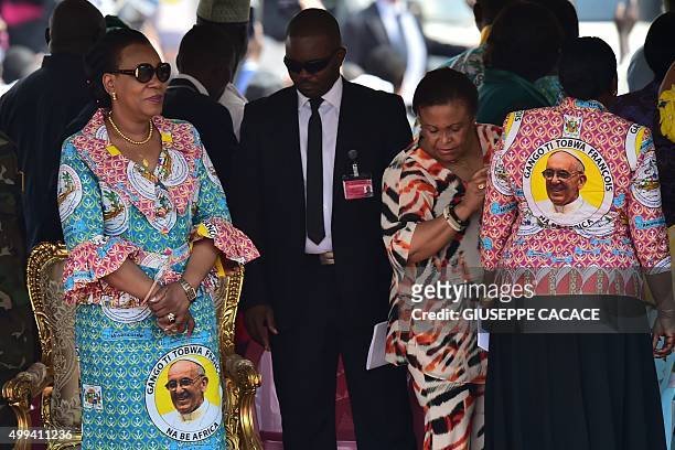 Interim leader of the Central African Republic, Catherine Samba Panza attends an open Mass celebrate by Pope Francis at Bangui Stadium on November...