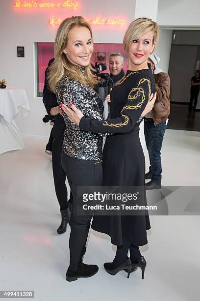 Caroline Beil and Wolke Hegenbarth attend DKMS Life Charity Ladies Lunch at Ellington Hotel on December 1, 2015 in Berlin, Germany.