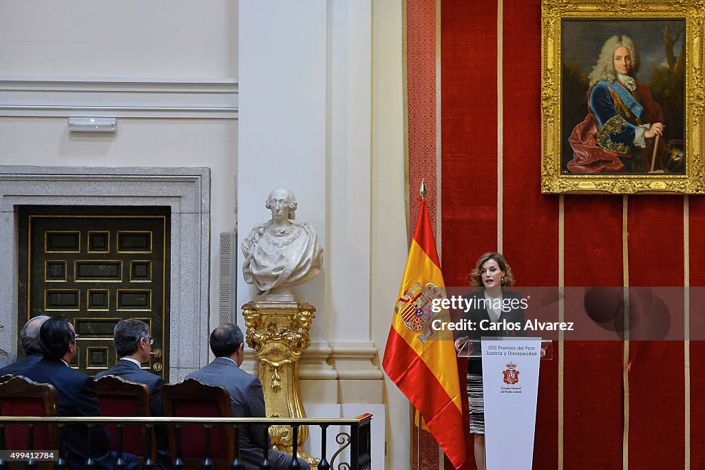Queen Letizia Attends 'Foro Justicia Y Discapacidad' Awards