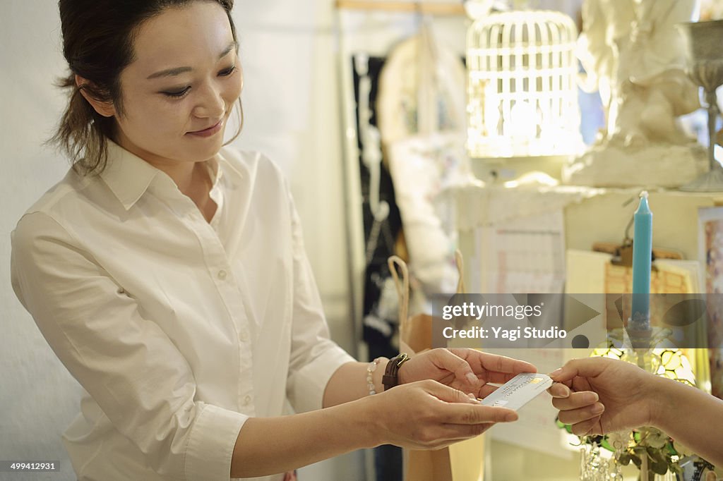 Woman working in store
