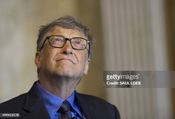 Bill Gates, co-chair of the Bill and Melinda Gates Foundation and founder of Microsoft, participates in the Financial Inclusion Forum at the Treasury...