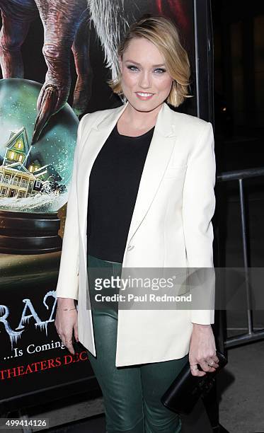Actress Clare Grant arrives at the screening of Universal Pictures' "Krampus" at ArcLight Cinemas on November 30, 2015 in Hollywood, California.