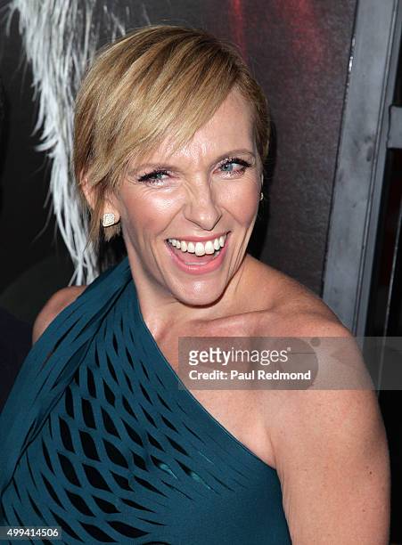 Actress Toni Collette arrives at the screening of Universal Pictures' "Krampus" at ArcLight Cinemas on November 30, 2015 in Hollywood, California.