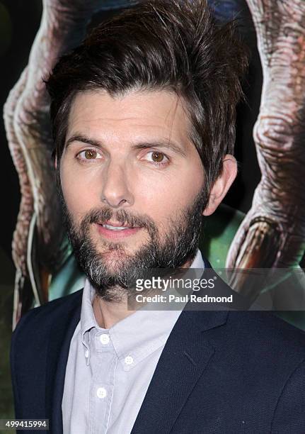 Actor Adam Scott arrives at the screening of Universal Pictures' "Krampus" at ArcLight Cinemas on November 30, 2015 in Hollywood, California.