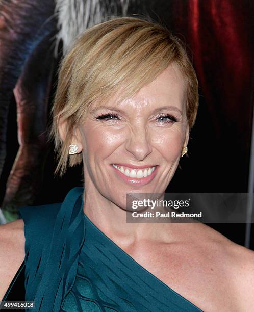 Actress Toni Collette arrives at the screening of Universal Pictures' "Krampus" at ArcLight Cinemas on November 30, 2015 in Hollywood, California.