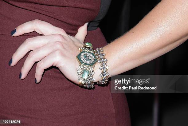 Actress Allison Tolman, bracelet detail, arrives at the screening of Universal Pictures' "Krampus" at ArcLight Cinemas on November 30, 2015 in...