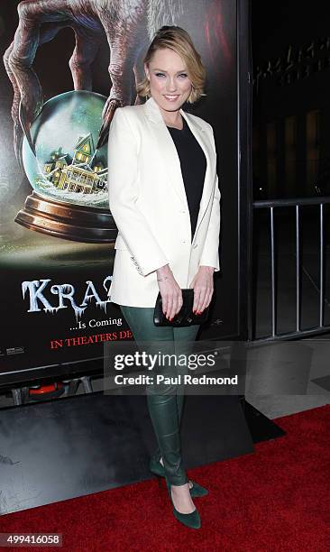 Actress Clare Grant arrives at the screening of Universal Pictures' "Krampus" at ArcLight Cinemas on November 30, 2015 in Hollywood, California.