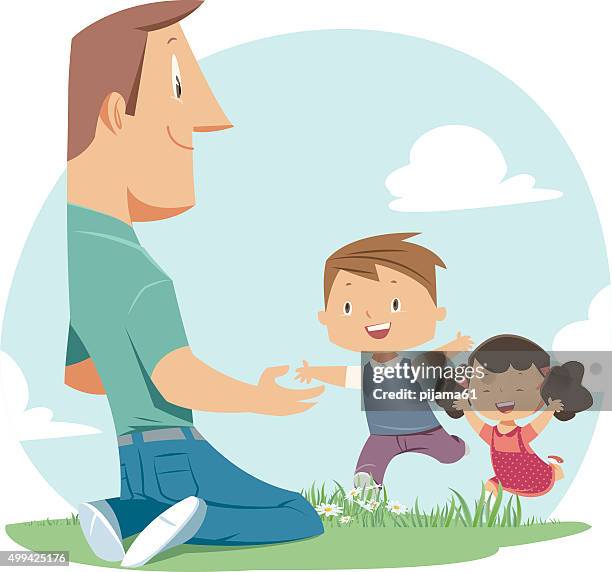 father and children - father stock illustrations