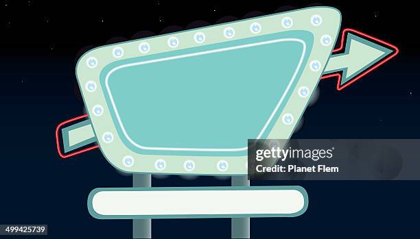 stockillustraties, clipart, cartoons en iconen met night billboard - neon sign arrow