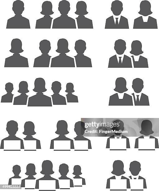 user icon set - senior management icon stock illustrations
