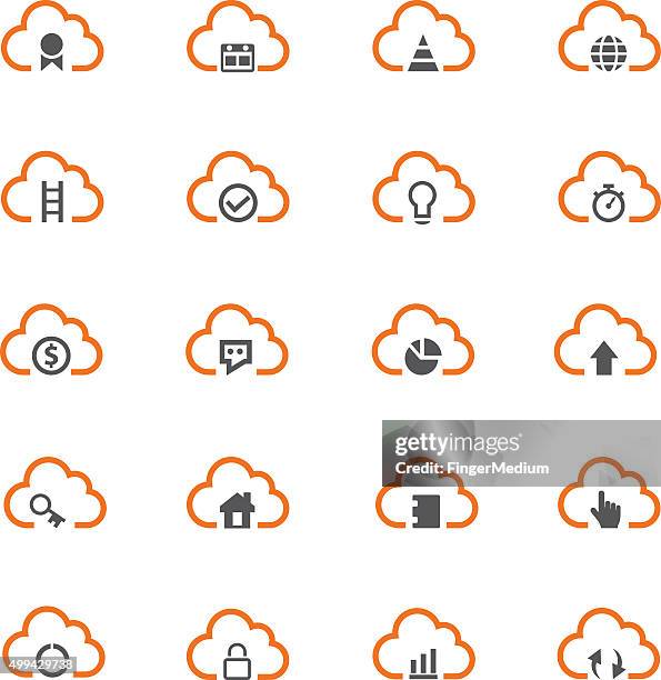 cloud computing icon set - tick insect stock illustrations
