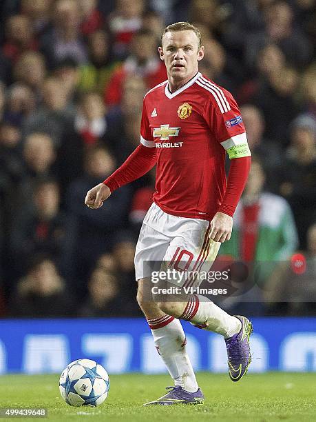 Wayne Rooney of Manchester United during the UEFA Champions League group B match between Manchester United and PSV Eindhoven on November 25, 2015 at...